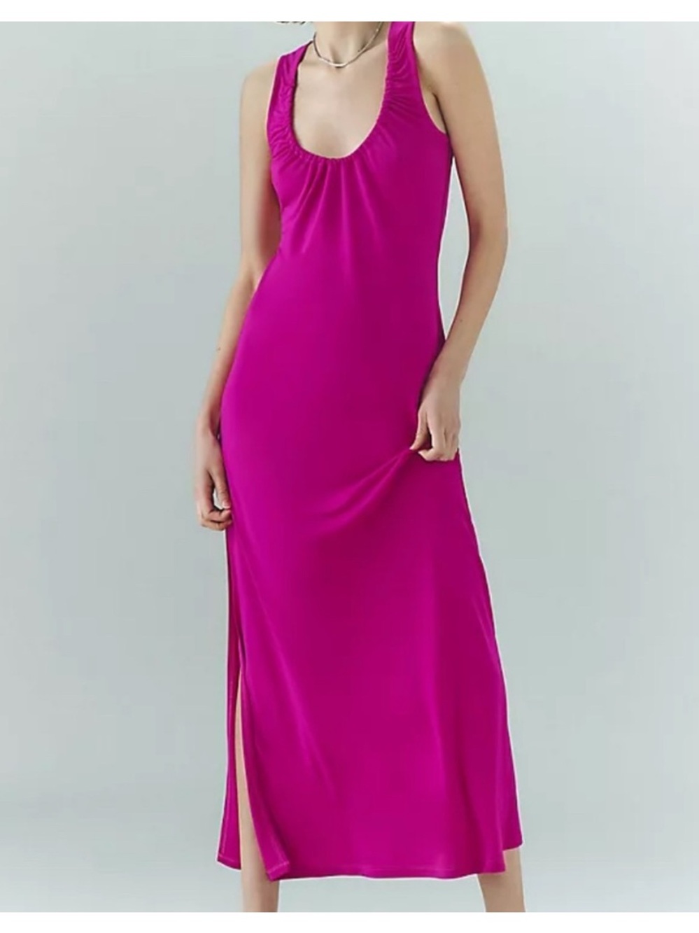Anthropologie Fuchsia Scoop-Neck Slip Dress S
